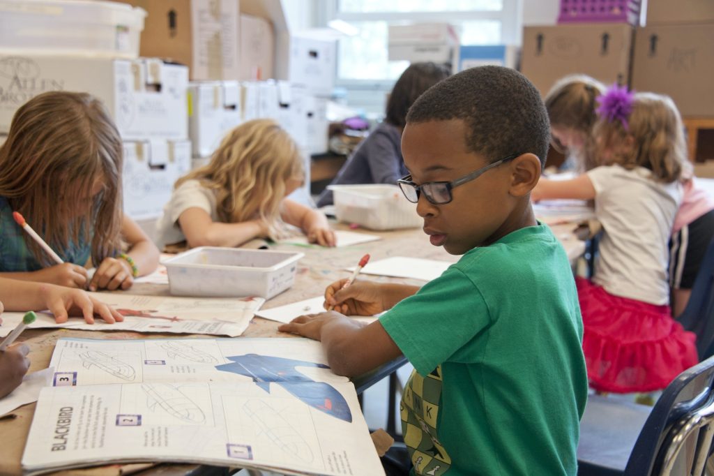 School children in classroom
