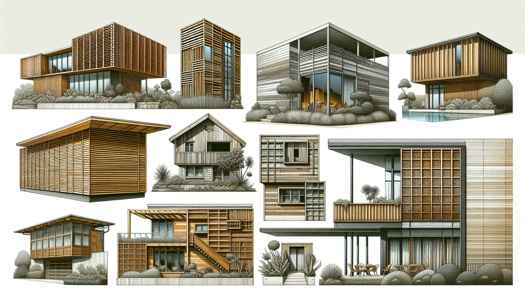 Illustration of timber cladding installations