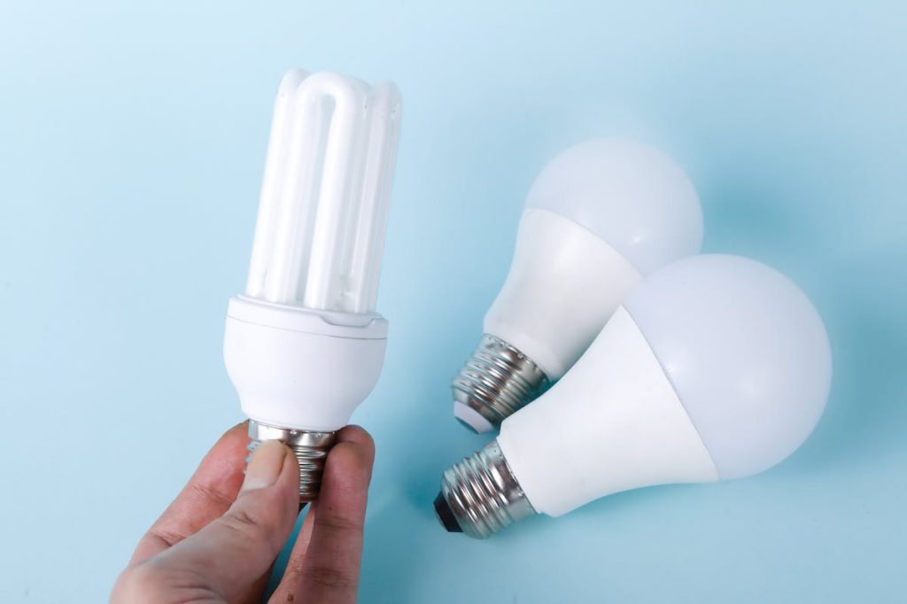 three white light bulbs