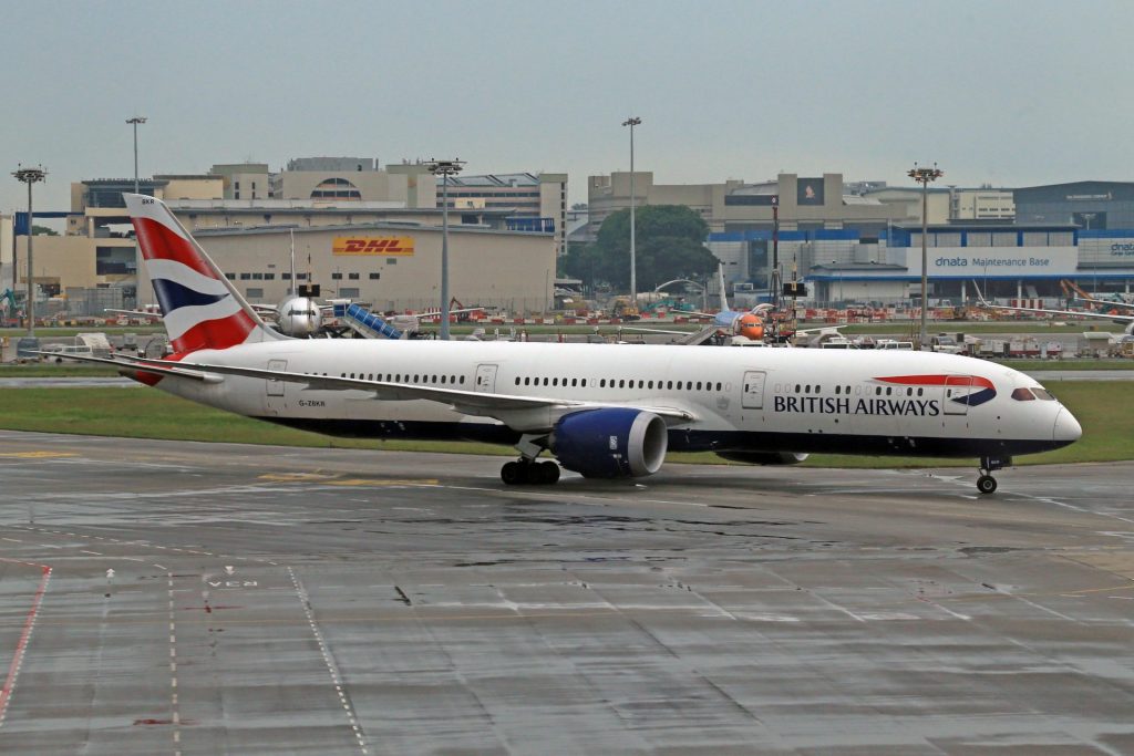 Image of BA flight grounded at Heathrow airport